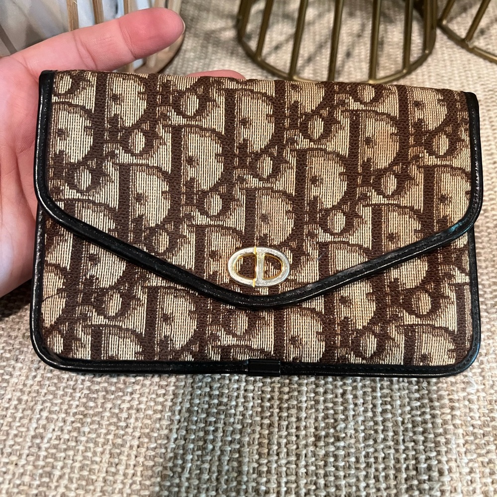 Dior signature brown cosmetic bag case